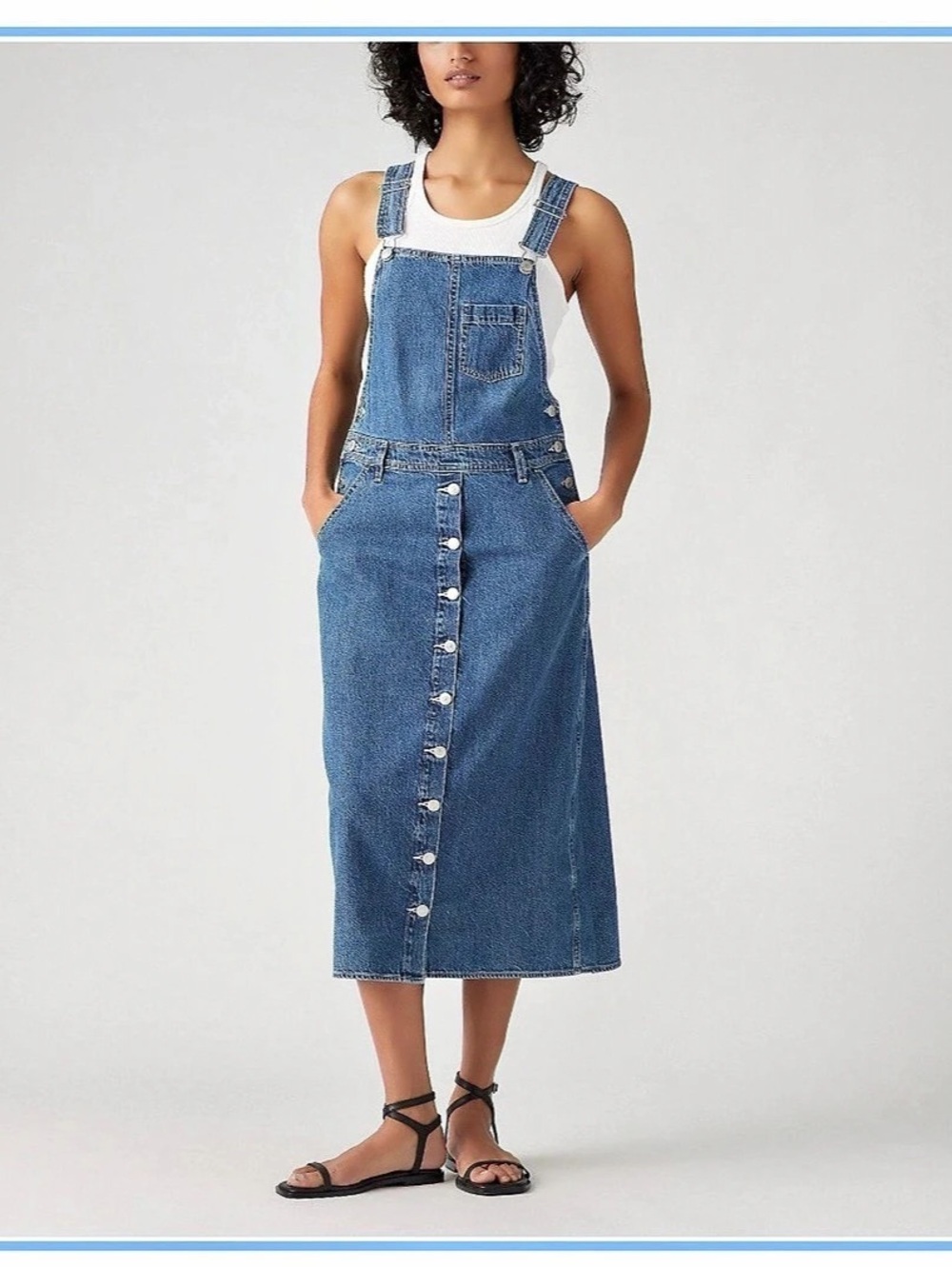 Levi's Tico Jumper Dress Denim Overall Midi Dress  - Small